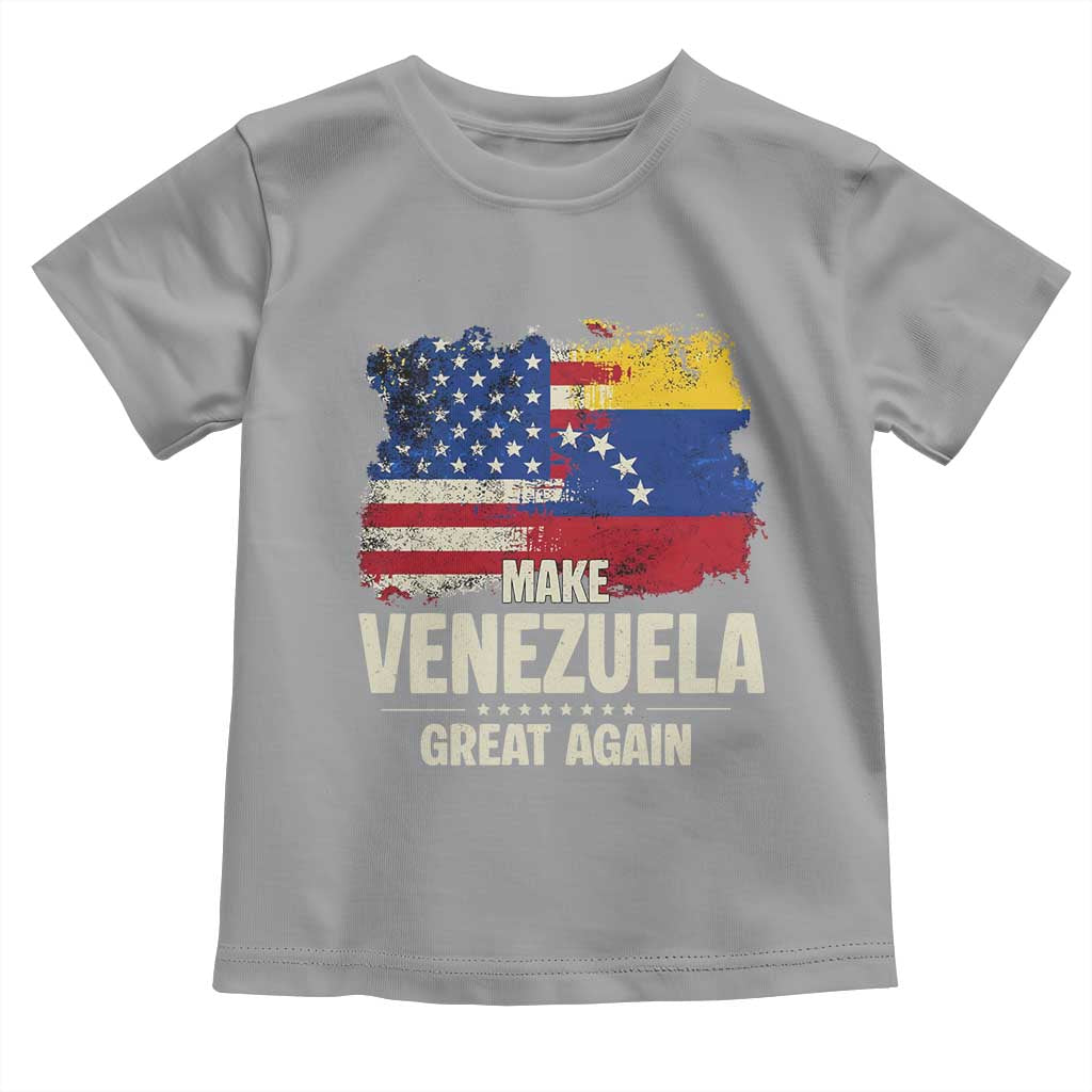Make Venezuela Great Again Toddler T Shirt Distressed US and Venezuela Flag Unity TS02 Sport Gray Print Your Wear