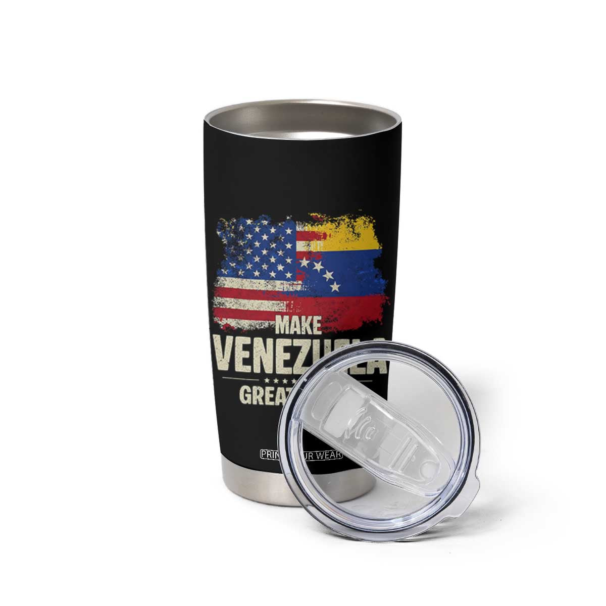 Make Venezuela Great Again Tumbler Cup Distressed US and Venezuela Flag Unity TS02 Print Your Wear
