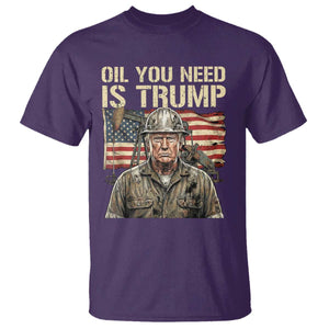 Oil You Need Is Trump Worker American Flag T Shirt Vintage Oil Rig Oildfield Leadership TS02 Purple Print Your Wear
