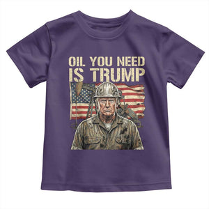 Oil You Need Is Trump Worker American Flag Toddler T Shirt Vintage Oil Rig Oildfield Leadership TS02 Purple Print Your Wear