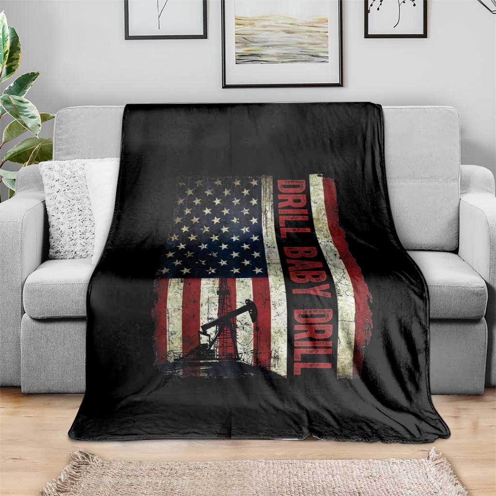 Drill Baby Drill American Flag Throw Blanket Oil Rig Oildfield Energy Industry Patriot TS02 Print Your Wear