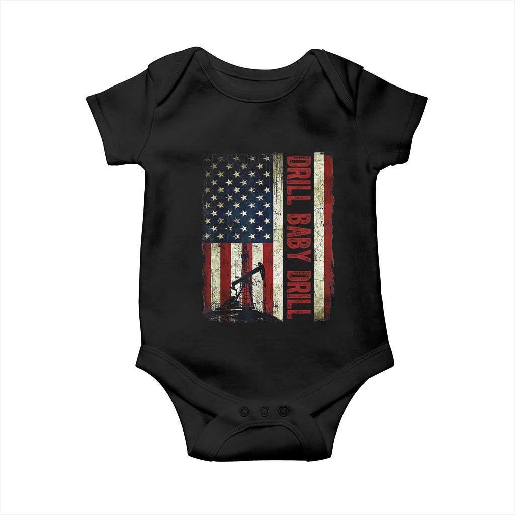Drill Baby Drill American Flag Baby Onesie Oil Rig Oildfield Energy Industry Patriot TS02 Black Print Your Wear