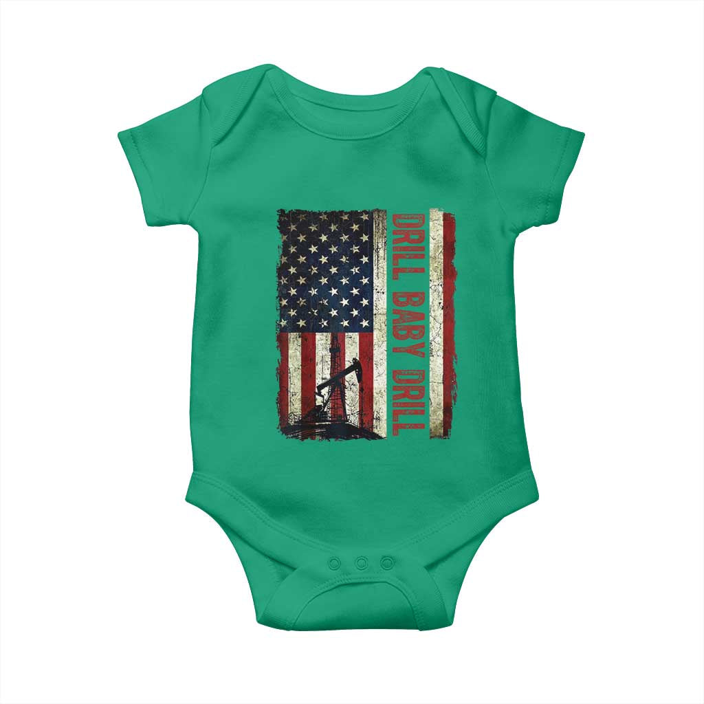 Drill Baby Drill American Flag Baby Onesie Oil Rig Oildfield Energy Industry Patriot TS02 Irish Green Print Your Wear