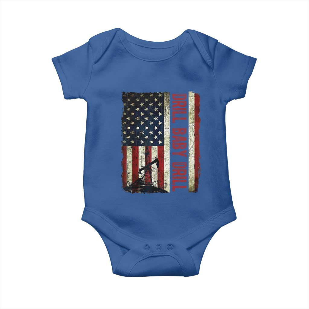 Drill Baby Drill American Flag Baby Onesie Oil Rig Oildfield Energy Industry Patriot TS02 Royal Blue Print Your Wear