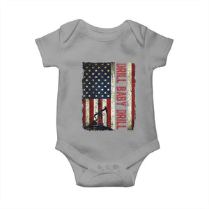 Drill Baby Drill American Flag Baby Onesie Oil Rig Oildfield Energy Industry Patriot TS02 Sport Gray Print Your Wear