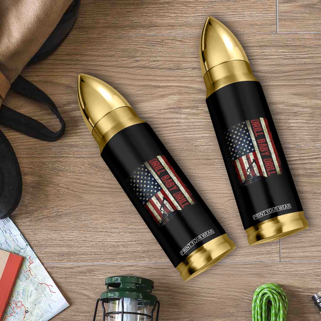 Drill Baby Drill American Flag Bullet Tumbler Oil Rig Oildfield Energy Industry Patriot TS02 Print Your Wear