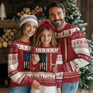 Drill Baby Drill American Flag Ugly Christmas Sweater Oil Rig Oildfield Energy Industry Patriot TS02 Red Beige Print Your Wear