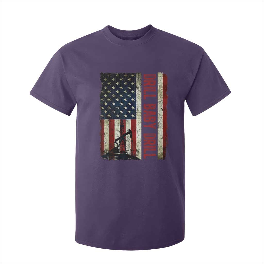 Drill Baby Drill American Flag T Shirt For Kid Oil Rig Oildfield Energy Industry Patriot TS02 Purple Print Your Wear