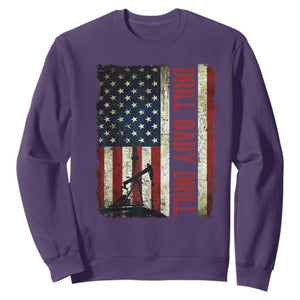 Drill Baby Drill American Flag Sweatshirt Oil Rig Oildfield Energy Industry Patriot TS02 Purple Print Your Wear