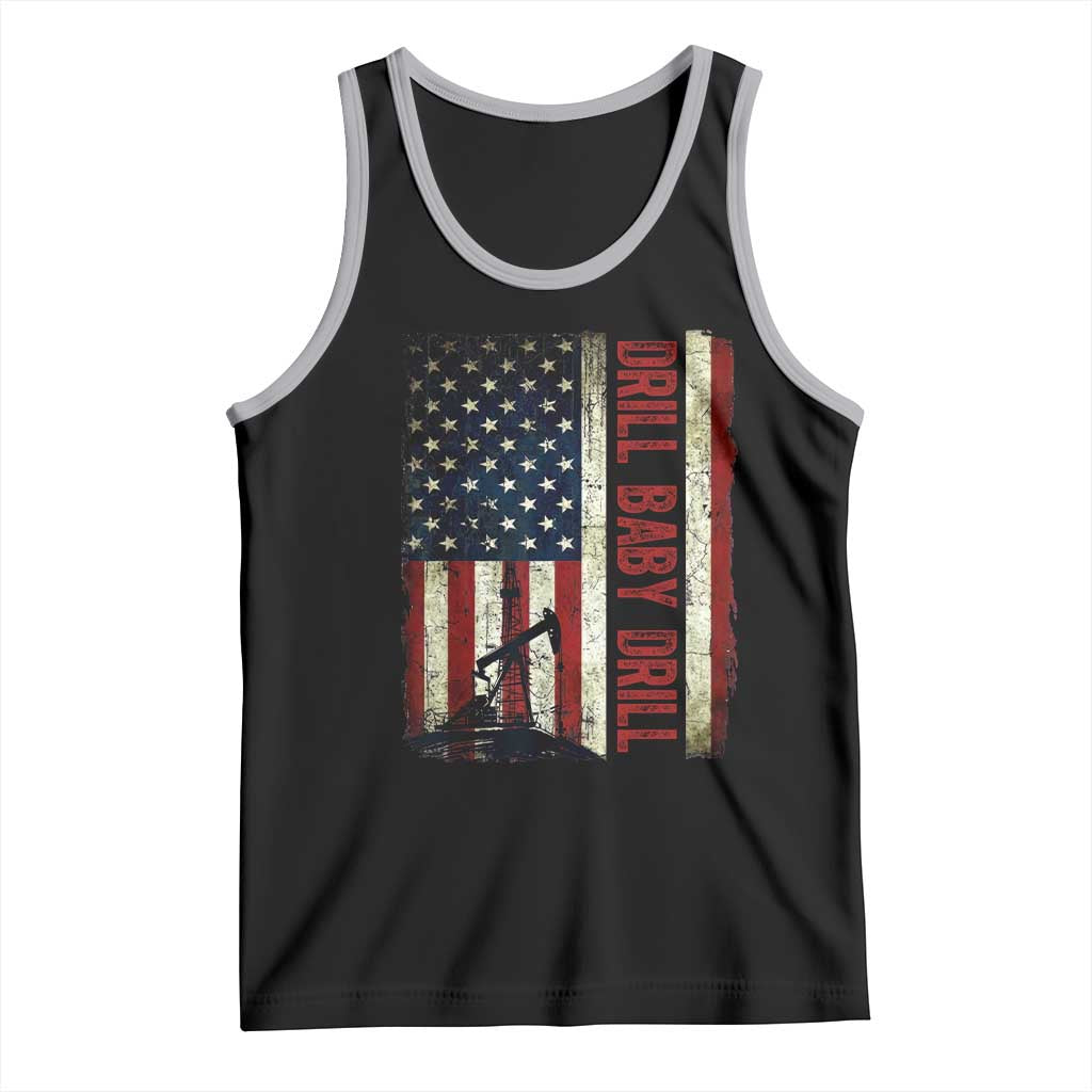 Drill Baby Drill American Flag Tank Top Oil Rig Oildfield Energy Industry Patriot TS02 Black Athletic Heather Print Your Wear