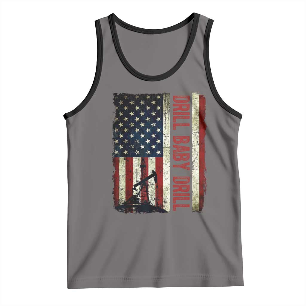 Drill Baby Drill American Flag Tank Top Oil Rig Oildfield Energy Industry Patriot TS02 Deep Heather Black Print Your Wear
