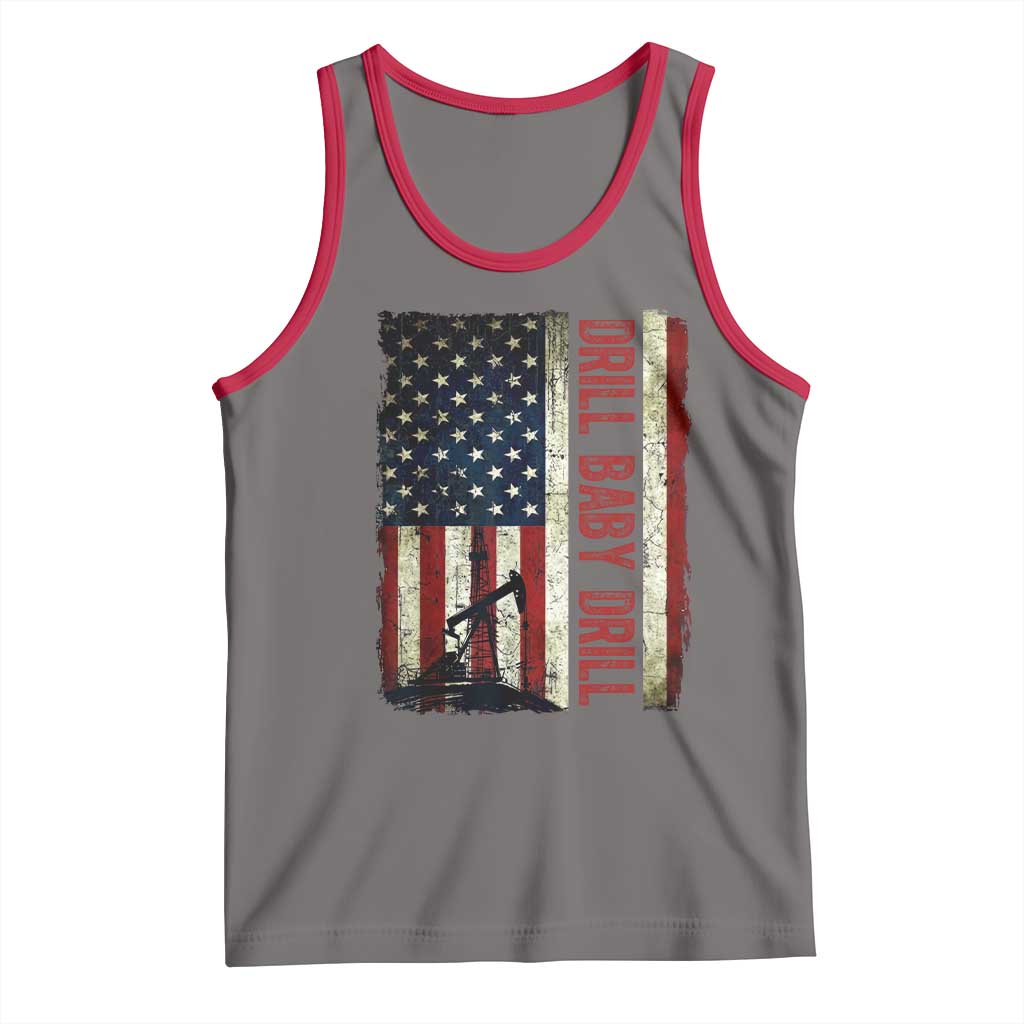 Drill Baby Drill American Flag Tank Top Oil Rig Oildfield Energy Industry Patriot TS02 Deep Heather Red Print Your Wear