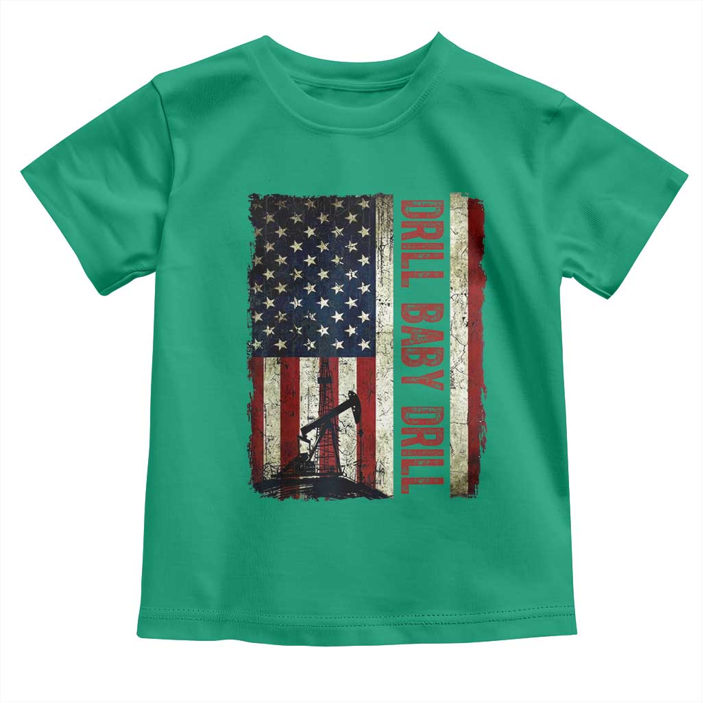 Drill Baby Drill American Flag Toddler T Shirt Oil Rig Oildfield Energy Industry Patriot TS02 Irish Green Print Your Wear