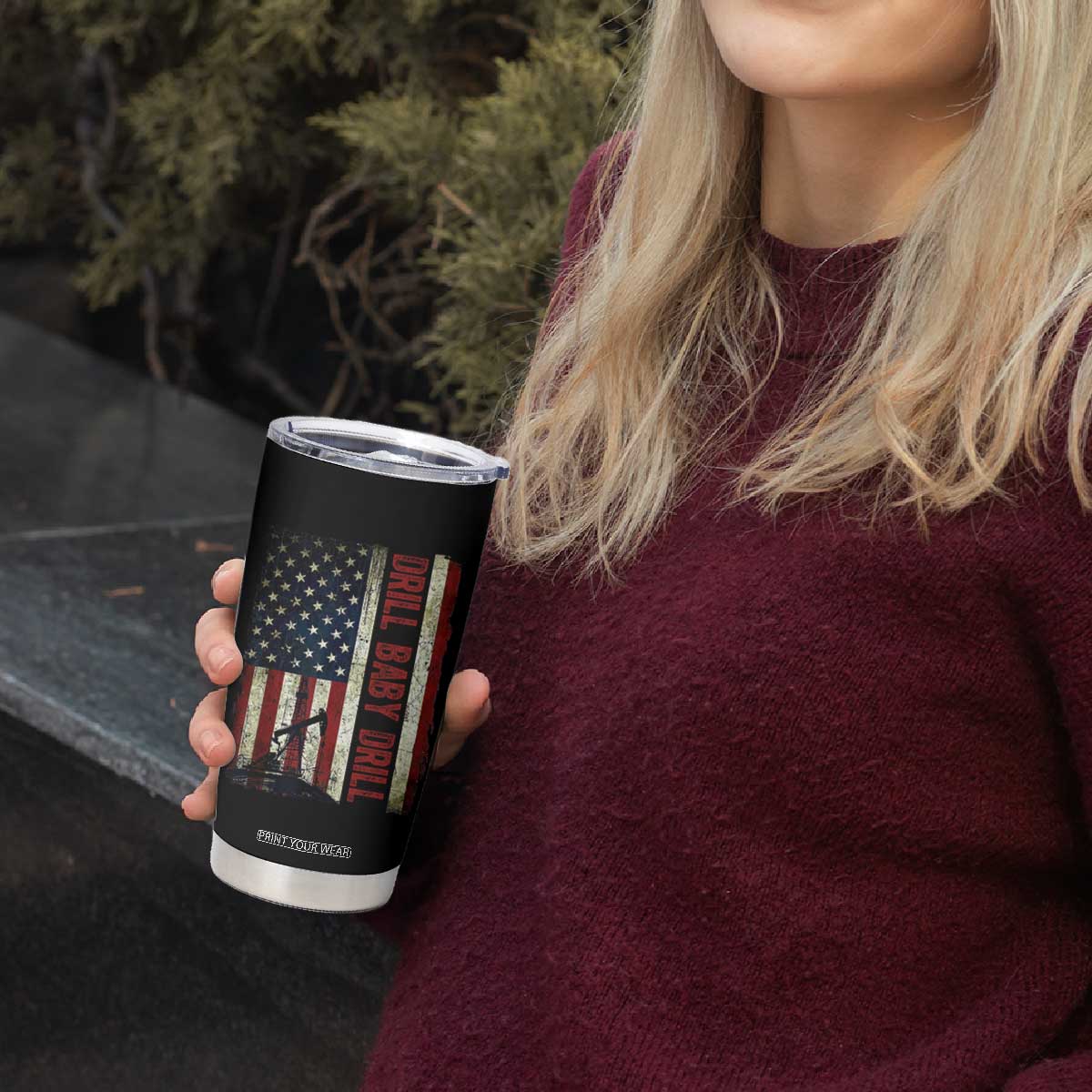 Drill Baby Drill American Flag Tumbler Cup Oil Rig Oildfield Energy Industry Patriot TS02 Print Your Wear