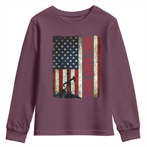 Drill Baby Drill American Flag Youth Sweatshirt Oil Rig Oildfield Energy Industry Patriot TS02 Maroon Print Your Wear
