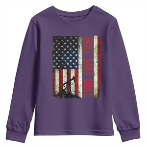Drill Baby Drill American Flag Youth Sweatshirt Oil Rig Oildfield Energy Industry Patriot TS02 Purple Print Your Wear