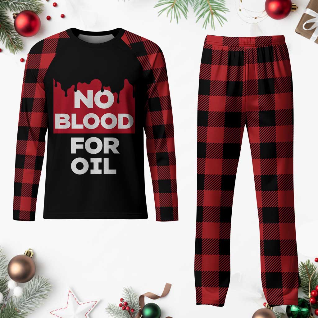 No Blood for Oil Plaid Pajama Set Anti-War Resource Exploitation TS02 Buffalo Plaid Print Your Wear