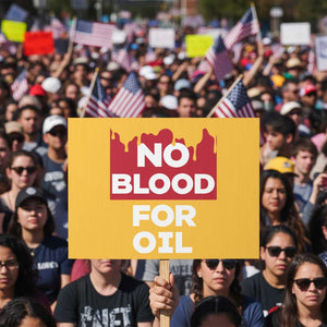 No Blood for Oil Protest Sign Anti-War Resource Exploitation TS02 Horizontal 18" × 24" Yellow Print Your Wear