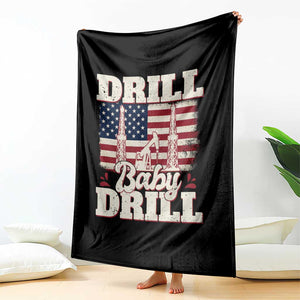 Drill Baby Drill American Flag Throw Blanket Retro Oilfield Oil Rig Patriot TS02 Print Your Wear