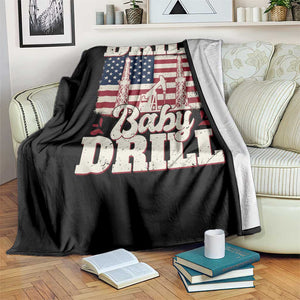 Drill Baby Drill American Flag Throw Blanket Retro Oilfield Oil Rig Patriot TS02 Print Your Wear