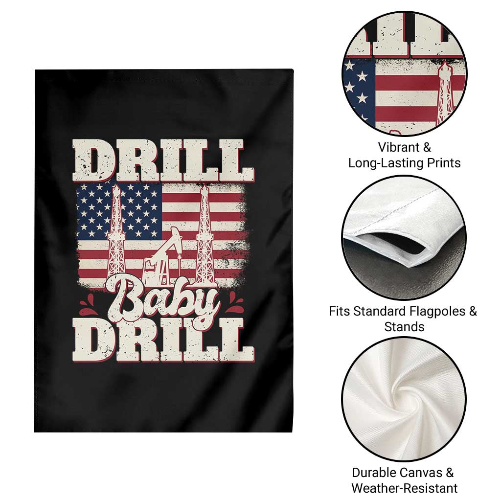Drill Baby Drill American Flag Garden Flag Retro Oilfield Oil Rig Patriot TS02 Print Your Wear