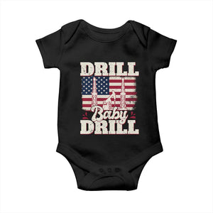 Drill Baby Drill American Flag Baby Onesie Retro Oilfield Oil Rig Patriot TS02 Black Print Your Wear