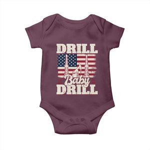 Drill Baby Drill American Flag Baby Onesie Retro Oilfield Oil Rig Patriot TS02 Maroon Print Your Wear