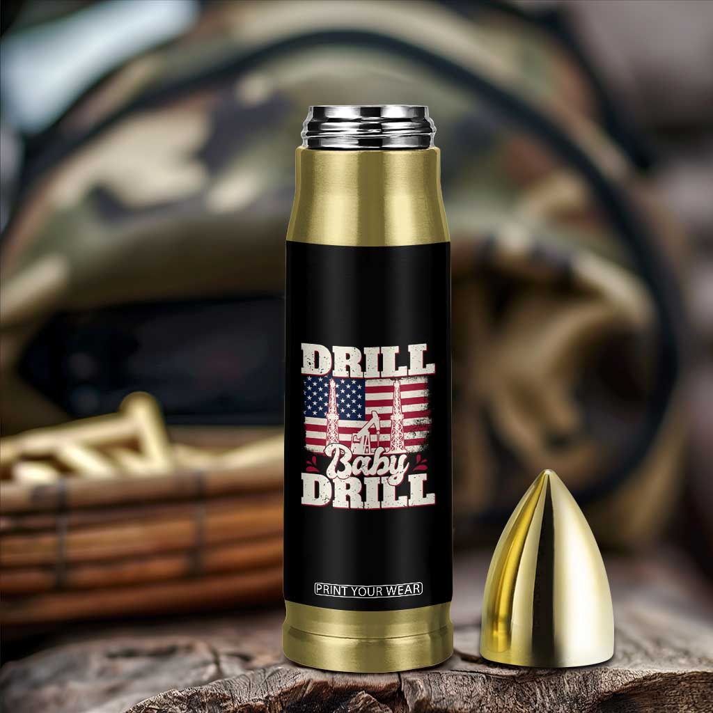 Drill Baby Drill American Flag Bullet Tumbler Retro Oilfield Oil Rig Patriot TS02 Print Your Wear