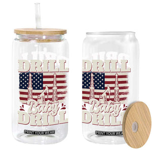 Drill Baby Drill American Flag Glass Can Retro Oilfield Oil Rig Patriot TS02 Print Your Wear
