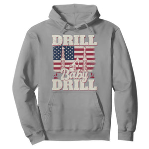 Drill Baby Drill American Flag Hoodie Retro Oilfield Oil Rig Patriot TS02 Sport Gray Print Your Wear