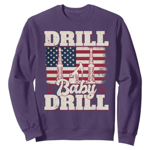 Drill Baby Drill American Flag Sweatshirt Retro Oilfield Oil Rig Patriot TS02 Purple Print Your Wear