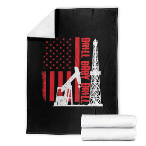 Drill Baby Drill American Flag Throw Blanket Distressed Oil Rig Oildfield Energy Industry TS02 Black Print Your Wear