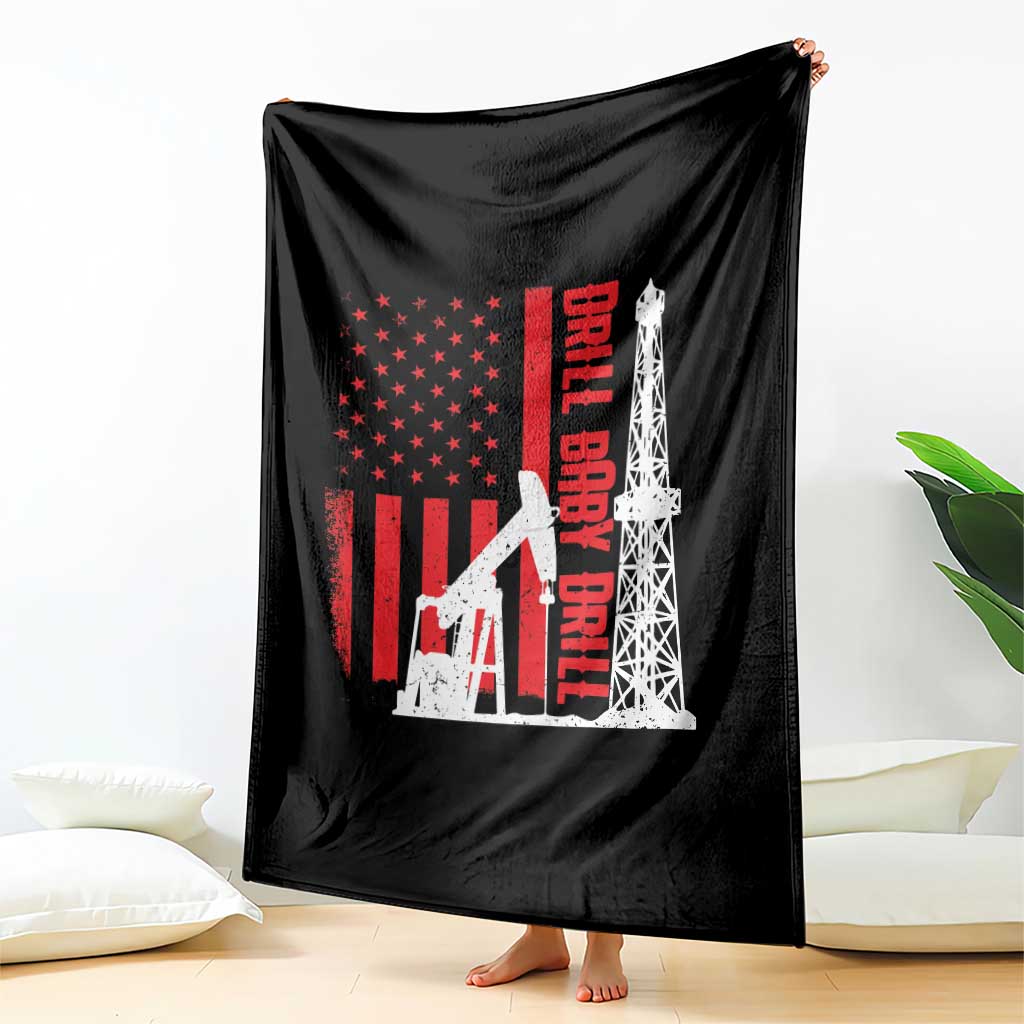 Drill Baby Drill American Flag Throw Blanket Distressed Oil Rig Oildfield Energy Industry TS02 Print Your Wear