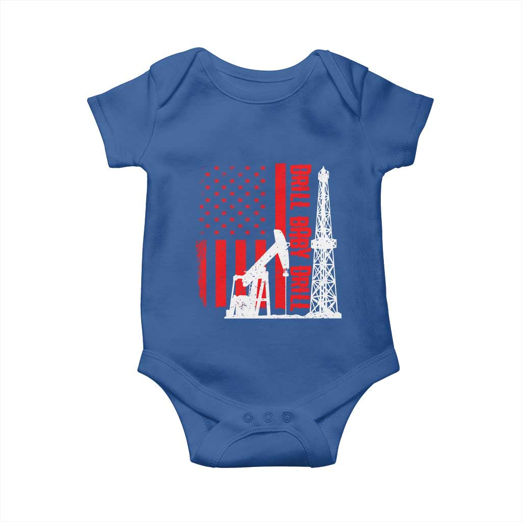 Drill Baby Drill American Flag Baby Onesie Distressed Oil Rig Oildfield Energy Industry TS02 Royal Blue Print Your Wear