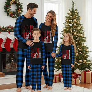 Drill Baby Drill American Flag Plaid Pajama Set Distressed Oil Rig Oildfield Energy Industry TS02 Blue Plaid Print Your Wear
