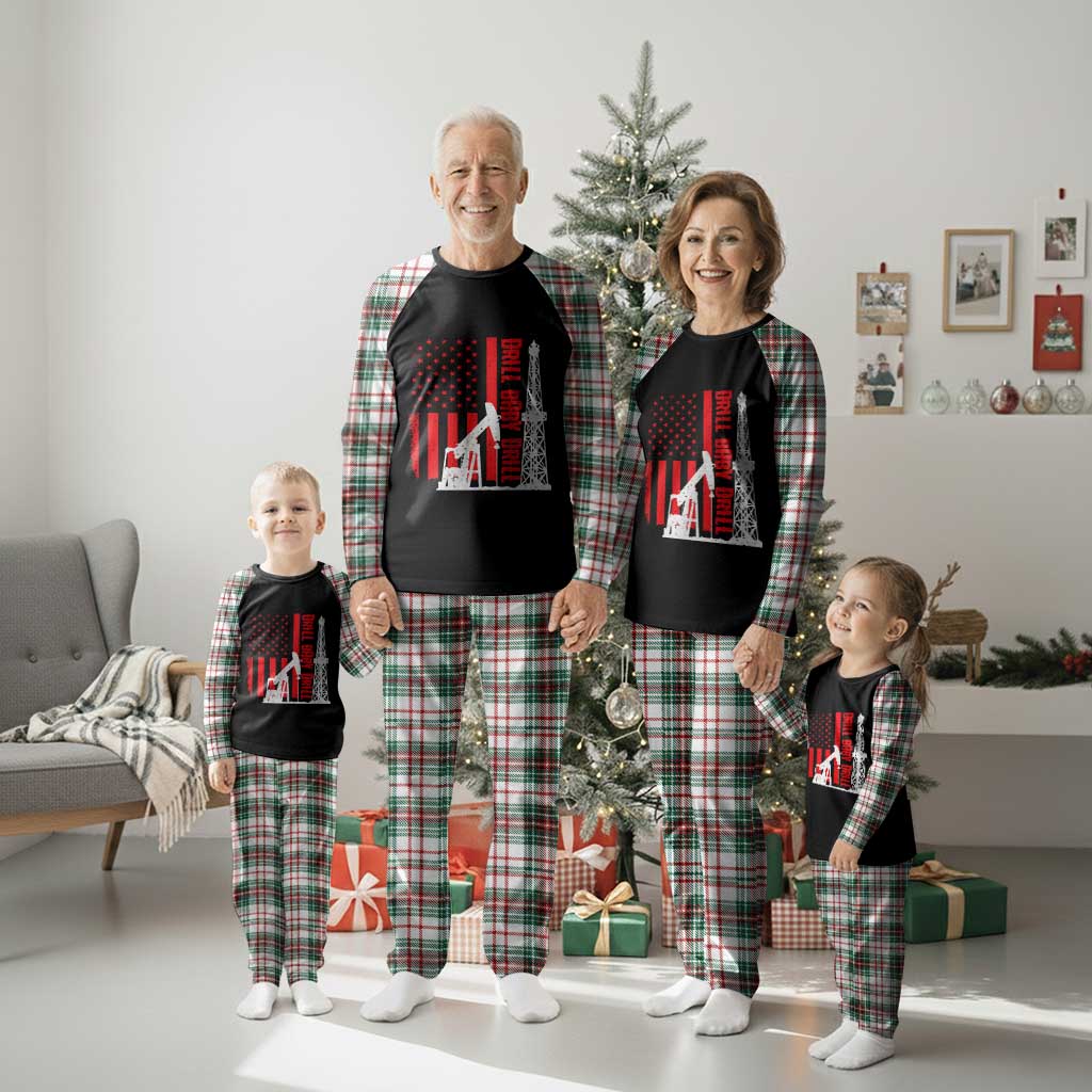 Drill Baby Drill American Flag Plaid Pajama Set Distressed Oil Rig Oildfield Energy Industry TS02 Christmas Plaid Print Your Wear