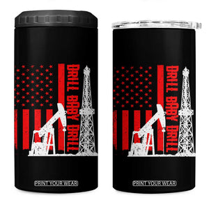 Drill Baby Drill American Flag 4 in 1 Can Cooler Tumbler Distressed Oil Rig Oildfield Energy Industry TS02 One Size: 16 oz Black Print Your Wear