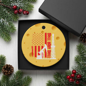 Drill Baby Drill American Flag Ceramic Ornament Distressed Oil Rig Oildfield Energy Industry TS02 1pc Yellow Cheese Print Your Wear