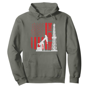 Drill Baby Drill American Flag Hoodie Distressed Oil Rig Oildfield Energy Industry TS02 Military Green Print Your Wear