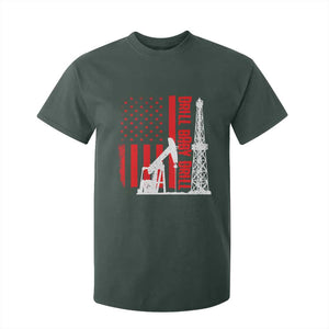 Drill Baby Drill American Flag T Shirt For Kid Distressed Oil Rig Oildfield Energy Industry TS02 Dark Forest Green Print Your Wear