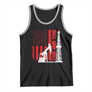 Drill Baby Drill American Flag Tank Top Distressed Oil Rig Oildfield Energy Industry TS02 Black Athletic Heather Print Your Wear