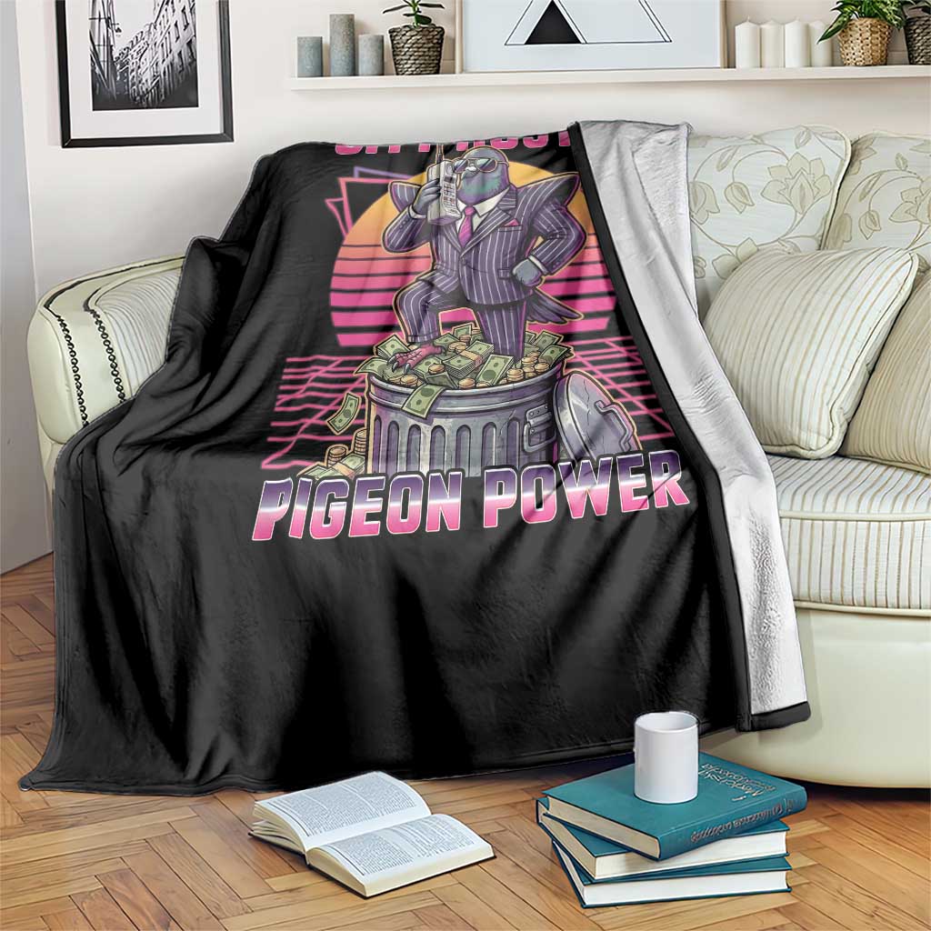 Retro City Hustle Pigeon Power Throw Blanket Funny 80s Style Money Bird Gangsta TS02 Print Your Wear