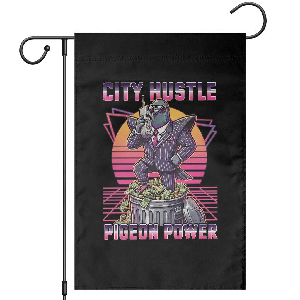 Retro City Hustle Pigeon Power Garden Flag Funny 80s Style Money Bird Gangsta - Print Your Wear