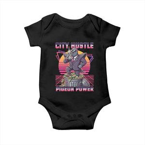 Retro City Hustle Pigeon Power Baby Onesie Funny 80s Style Money Bird Gangsta TS02 Black Print Your Wear