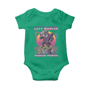 Retro City Hustle Pigeon Power Baby Onesie Funny 80s Style Money Bird Gangsta TS02 Irish Green Print Your Wear