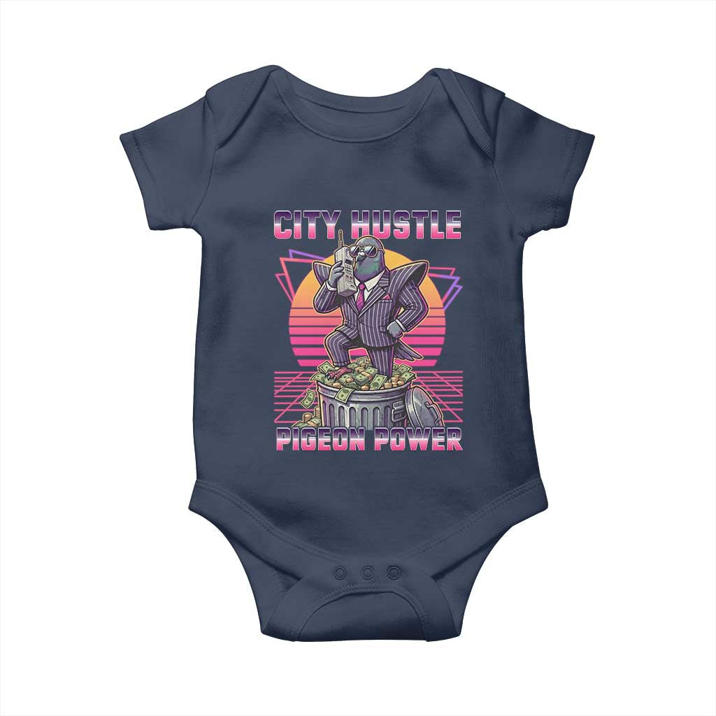 Retro City Hustle Pigeon Power Baby Onesie Funny 80s Style Money Bird Gangsta TS02 Navy Print Your Wear