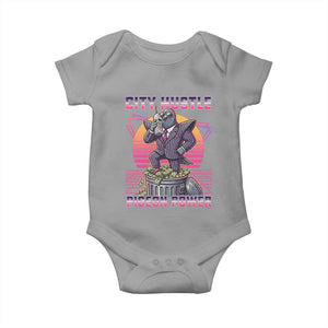 Retro City Hustle Pigeon Power Baby Onesie Funny 80s Style Money Bird Gangsta TS02 Sport Gray Print Your Wear
