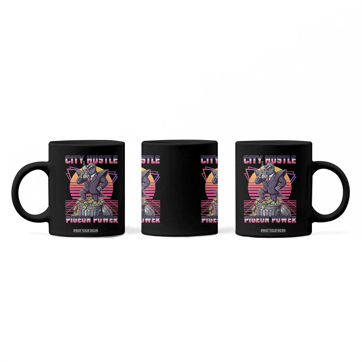 Retro City Hustle Pigeon Power Coffee Mug Funny 80s Style Money Bird Gangsta TS02 Print Your Wear