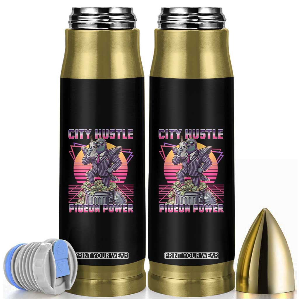 Retro City Hustle Pigeon Power Bullet Tumbler Funny 80s Style Money Bird Gangsta TS02 Black Print Your Wear