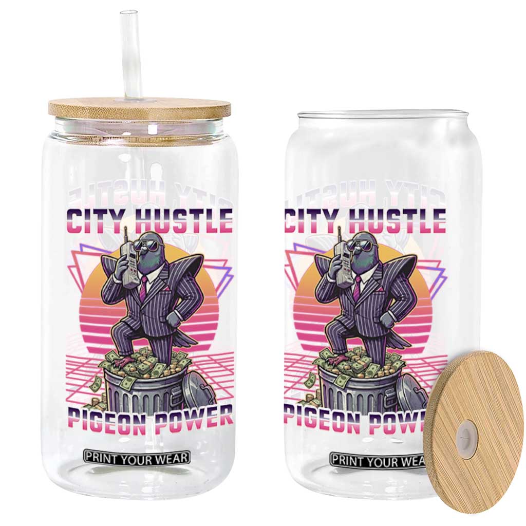 Retro City Hustle Pigeon Power Glass Can Funny 80s Style Money Bird Gangsta TS02 Print Your Wear